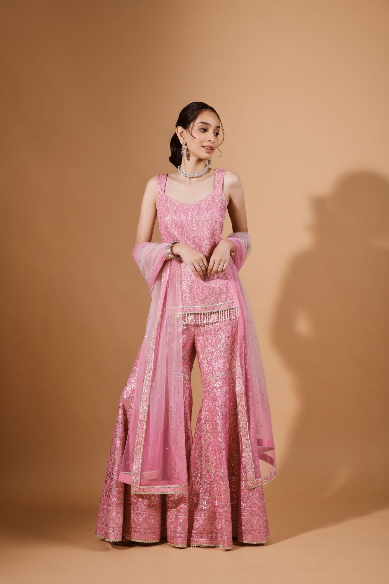 Resham Silver Rose Garara