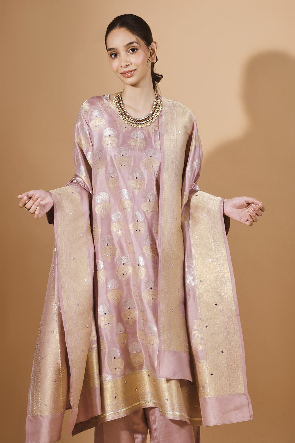 Pink Banarasi Pure Katan Silk Kurta