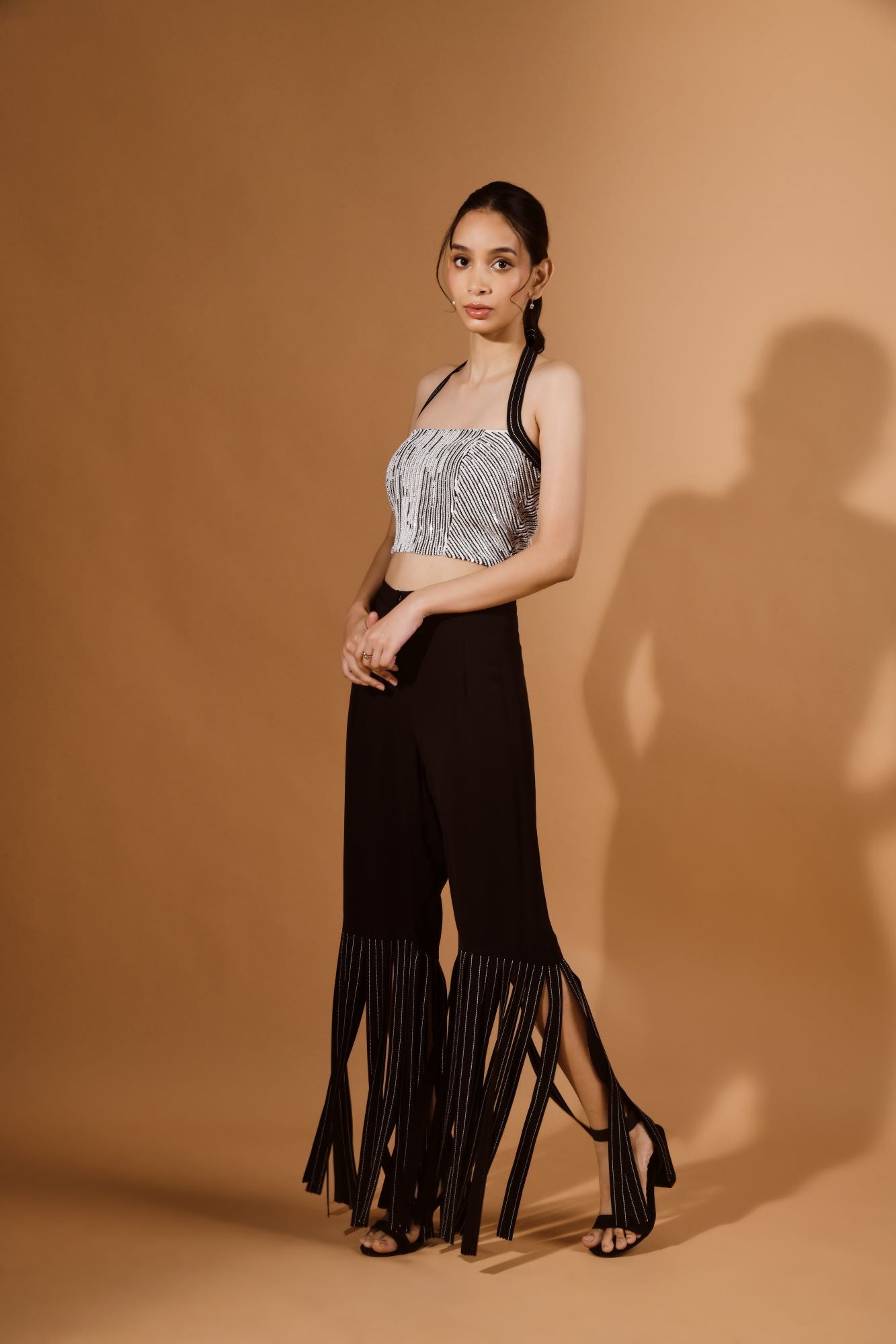 Strip Pants With Sequence Bustier