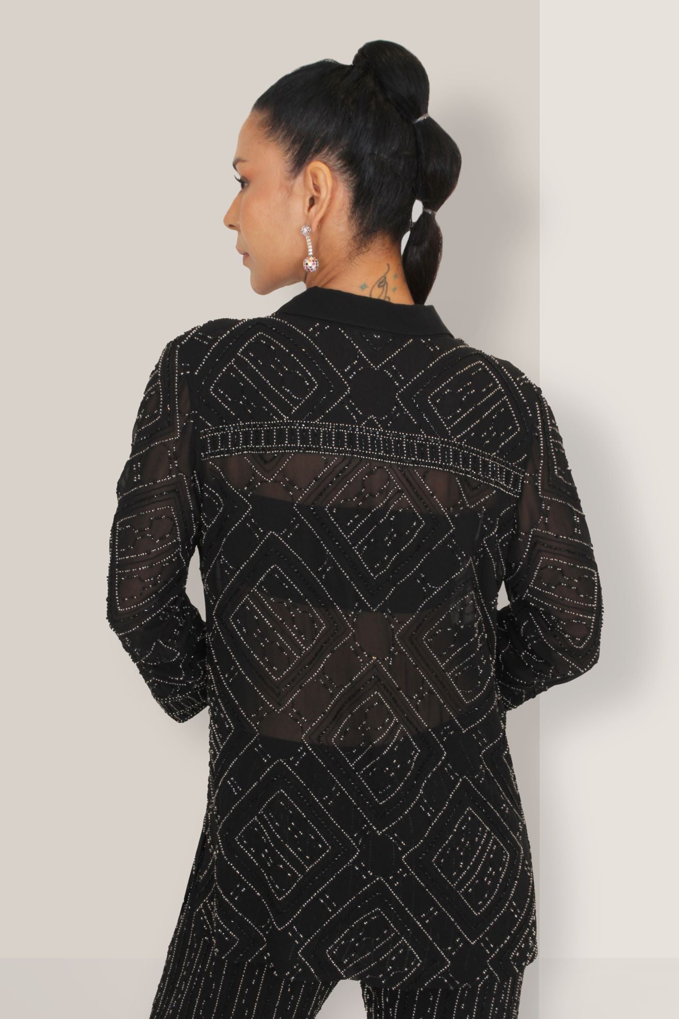 Silver & Black Beaded Co-ord Set