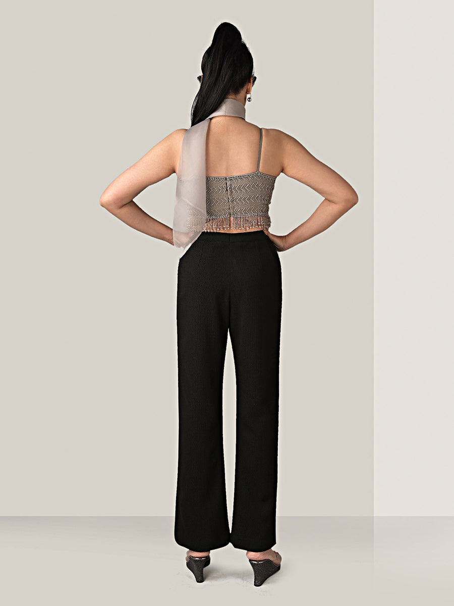 Beaded Top and Black Trouser