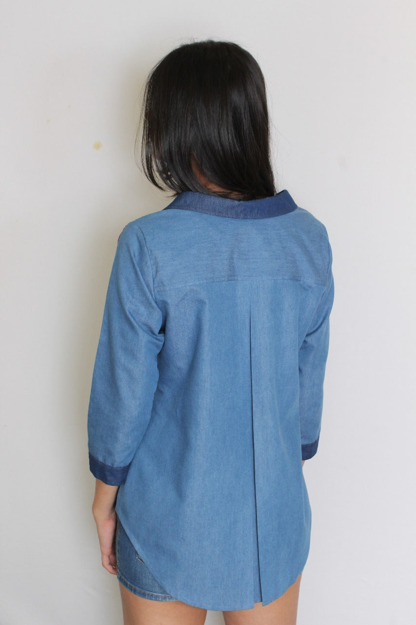 Blue Denim Two Shades Shirt
