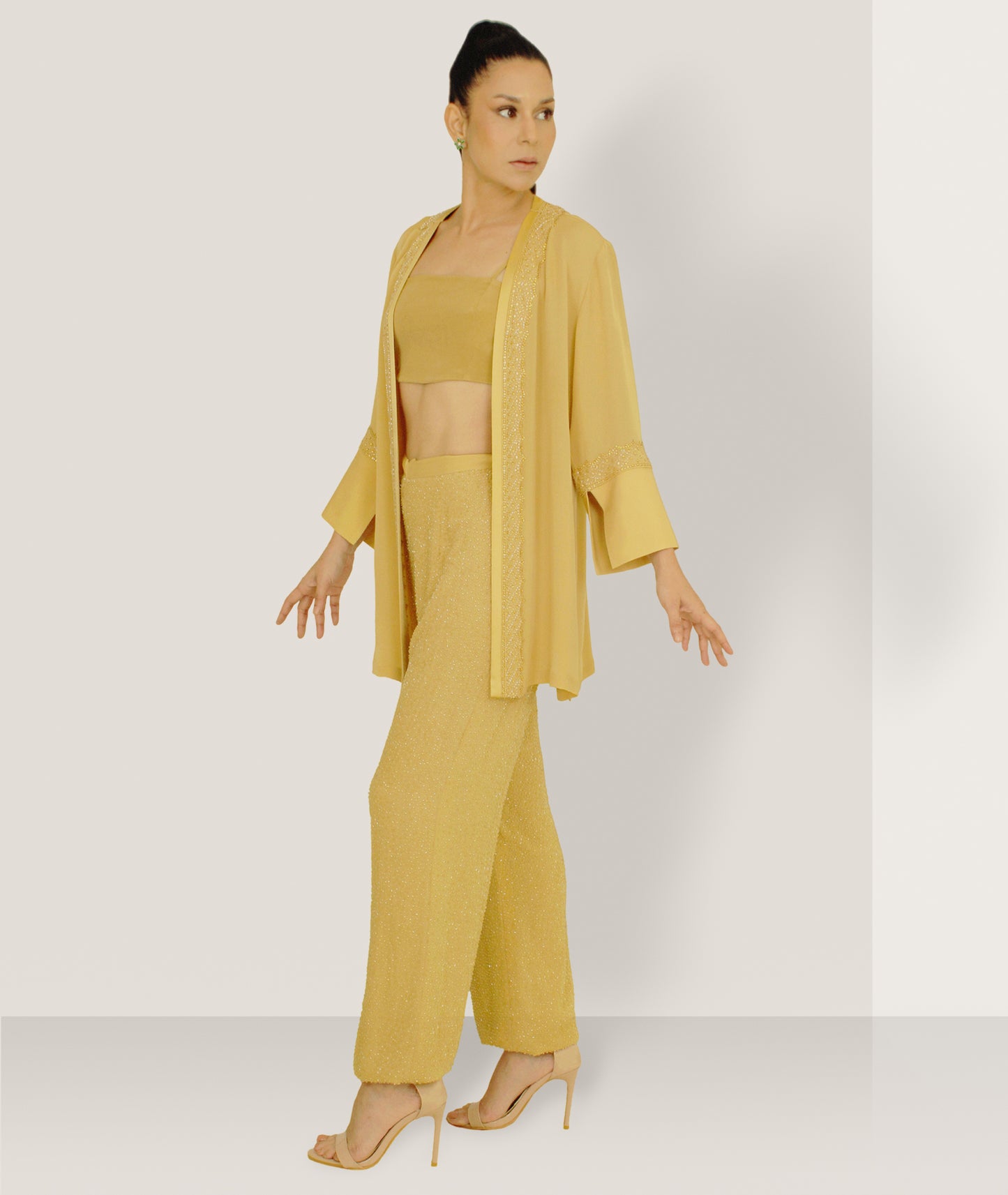Beaded trouser with cuff jacket