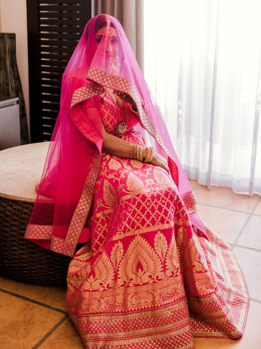 Pink Banarasi Lehenga Set