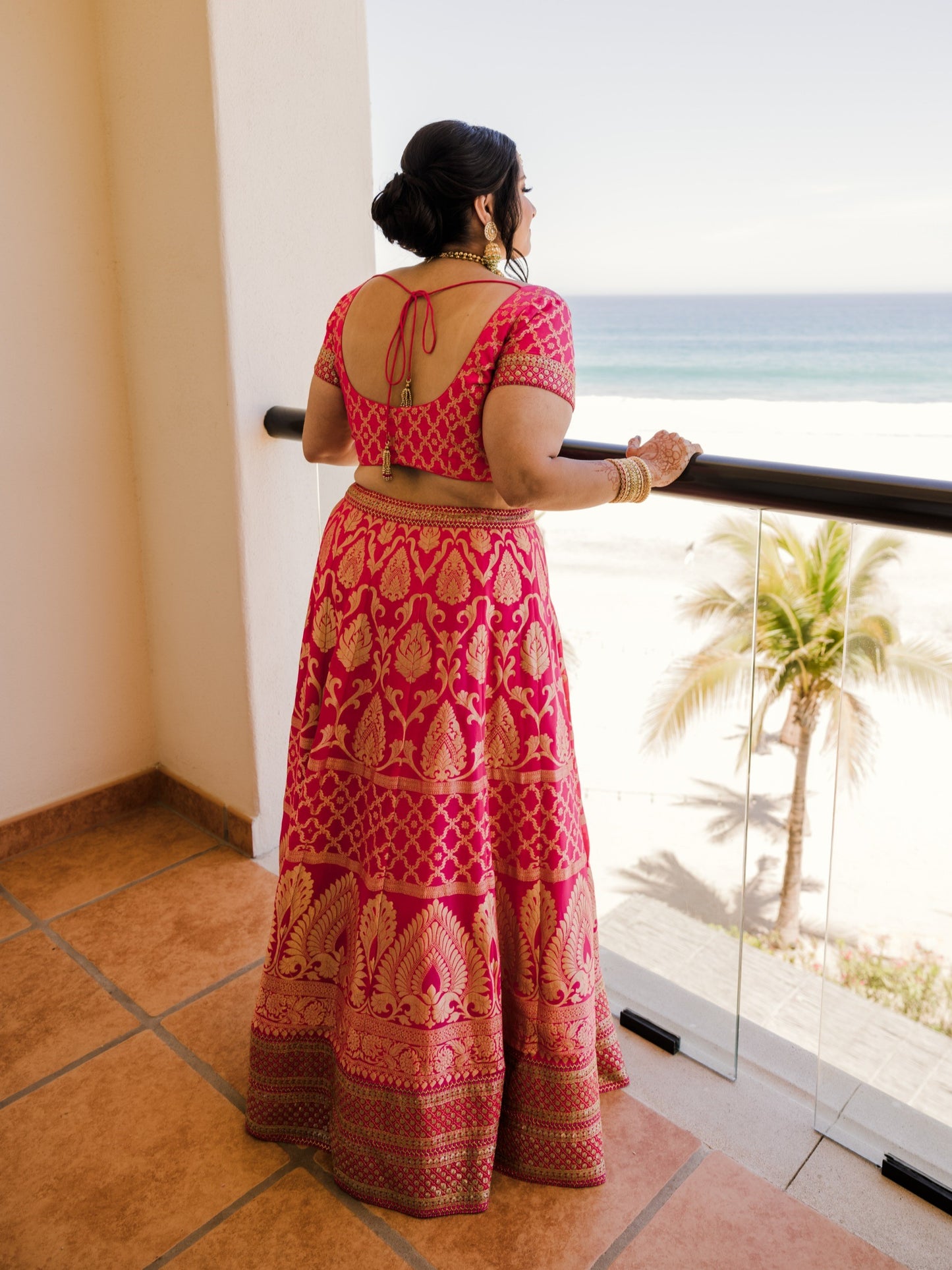 Rose Banarasi Lehenga Ensemble