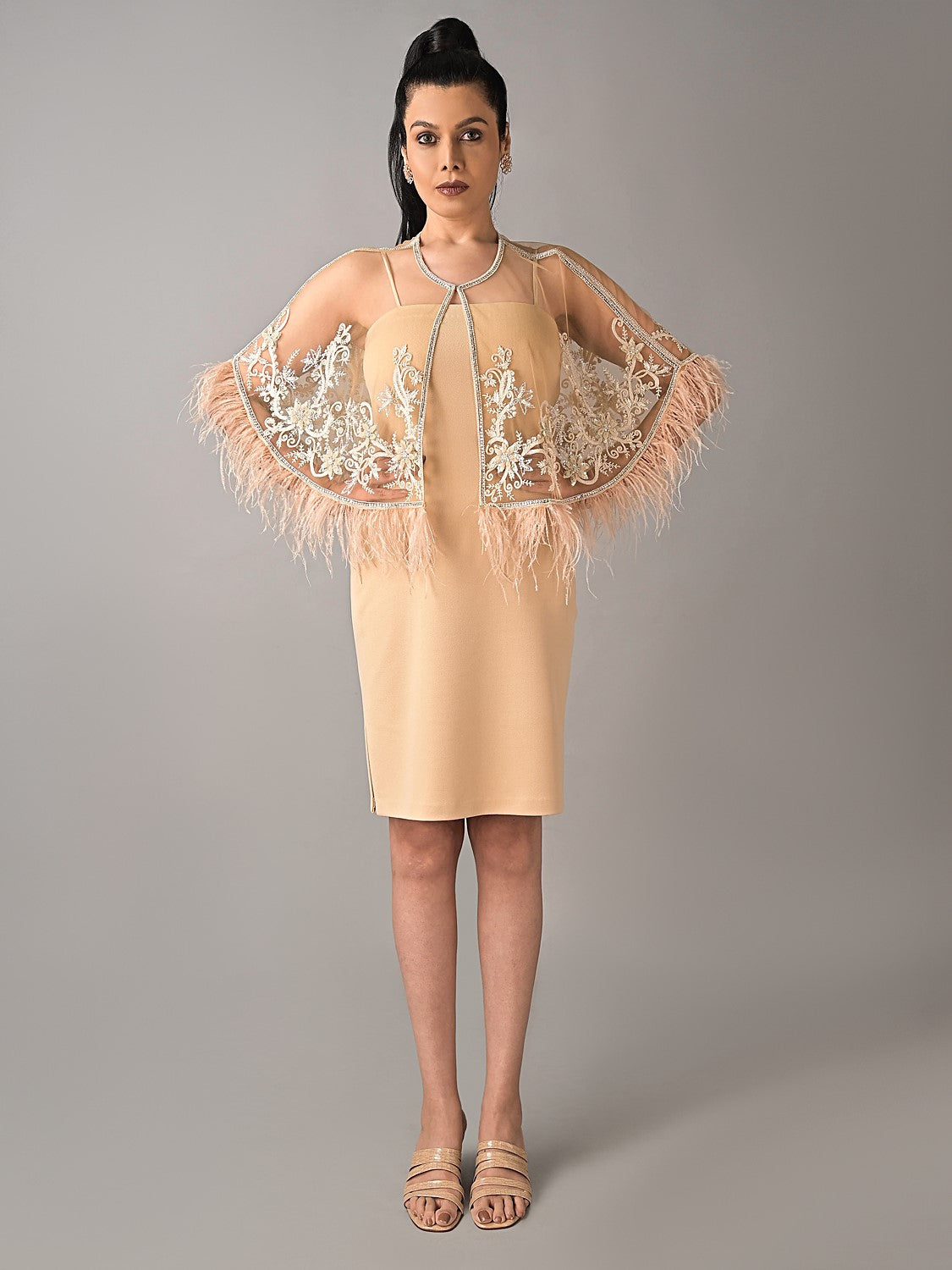 Shimmer Beige Bohemian Dress
