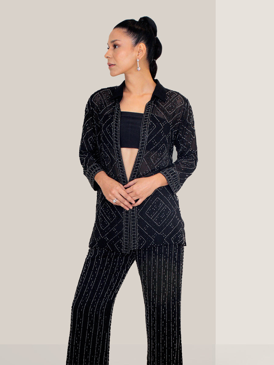 Silver & Black Beaded Co-ord Set
