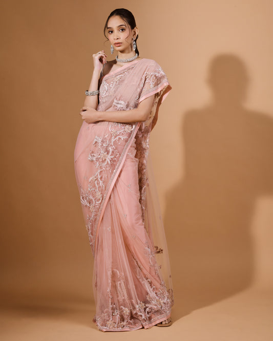 Floral Net Sari