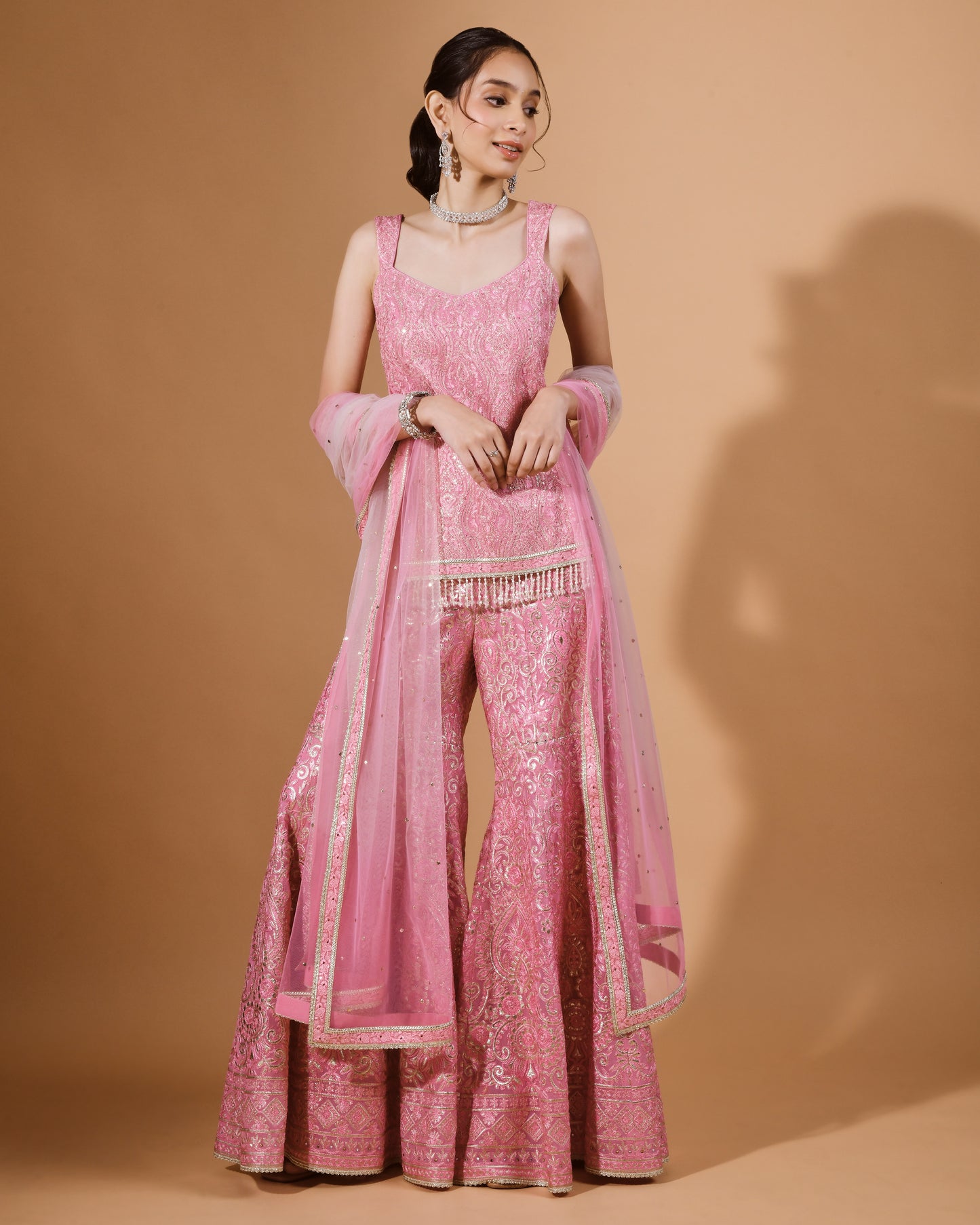 Resham Silver Rose Garara