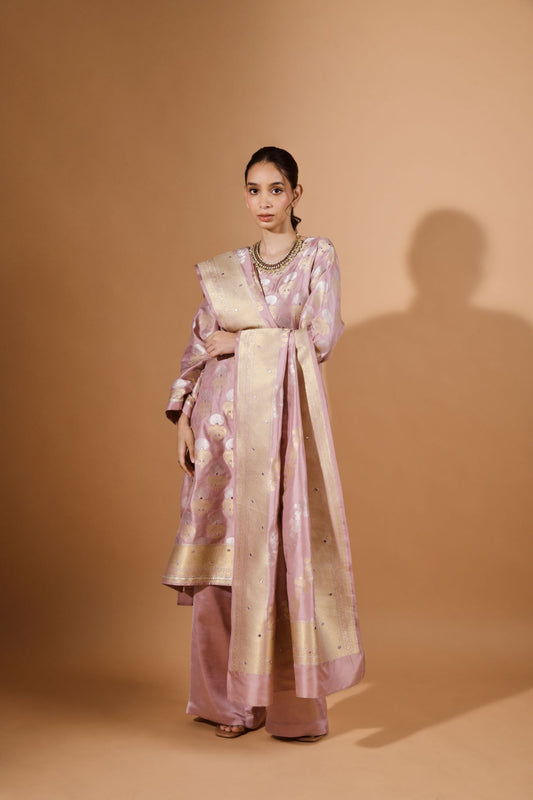 Pink Banarasi Pure Katan Silk Kurta