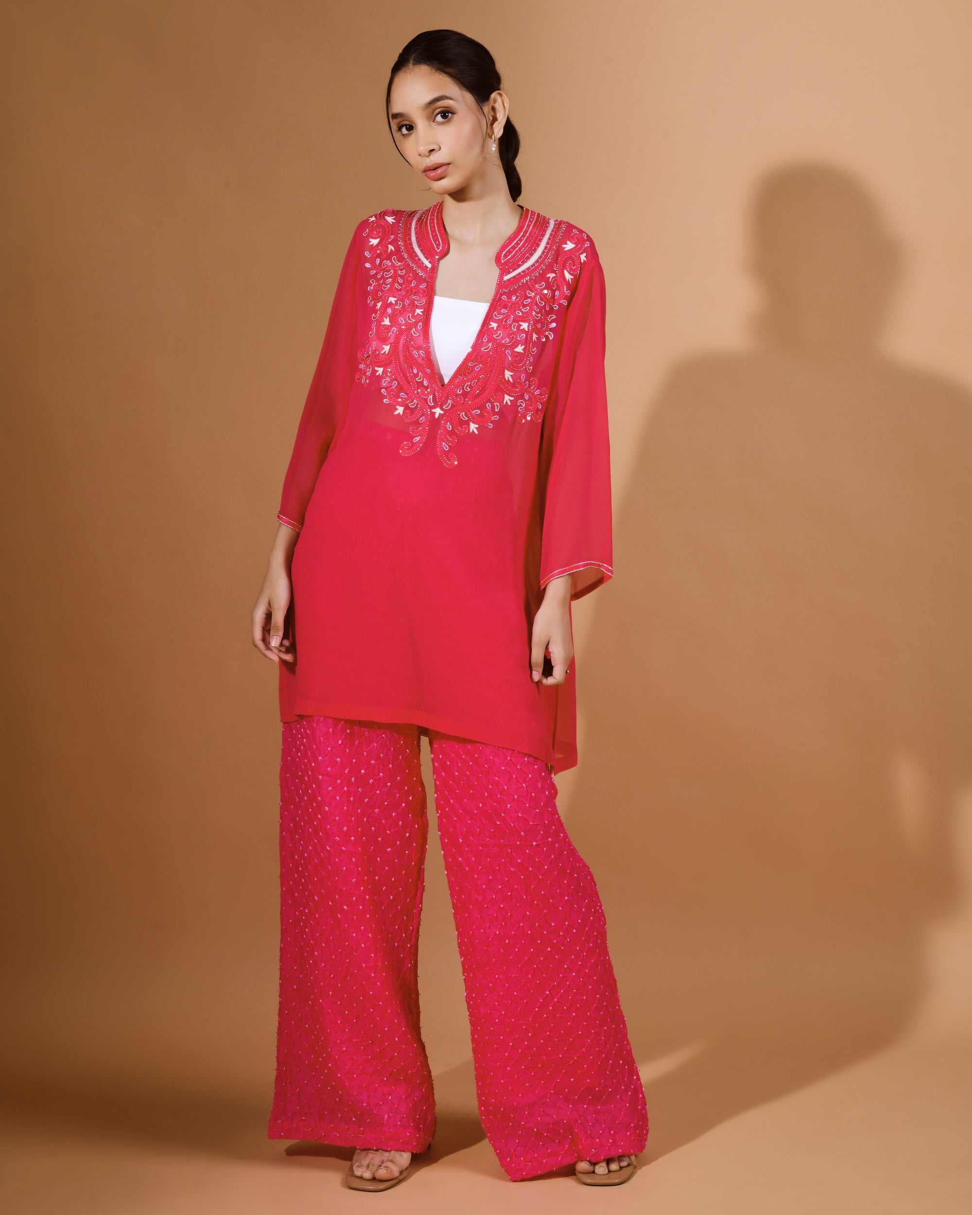 Embellished Bandhani Fusion Set