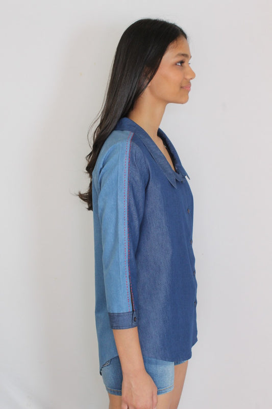 Blue Denim Two Shades Shirt