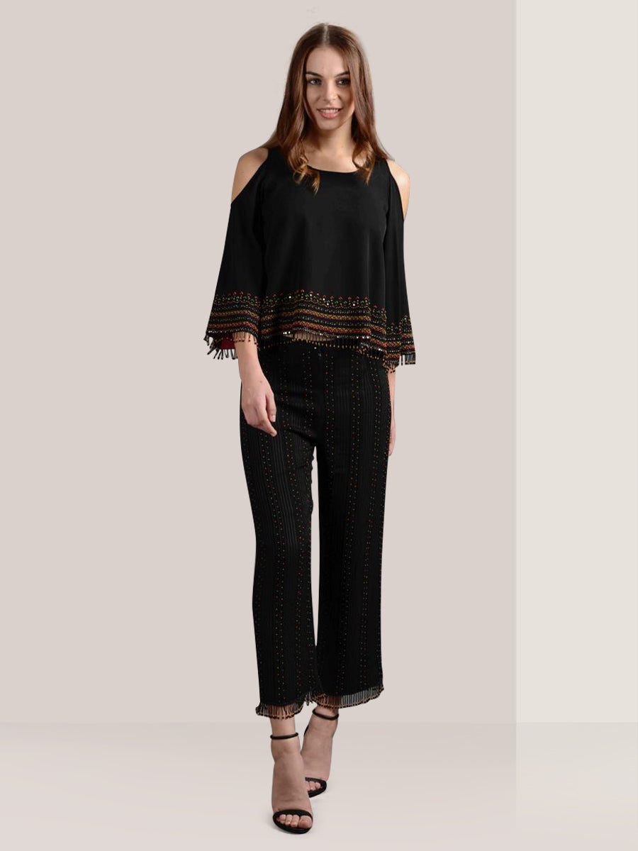 Shoulder Cut Silk Set