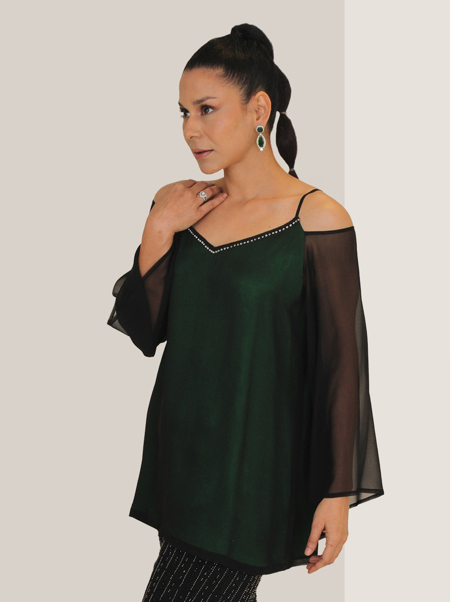 Silk Cold Shoulder Top