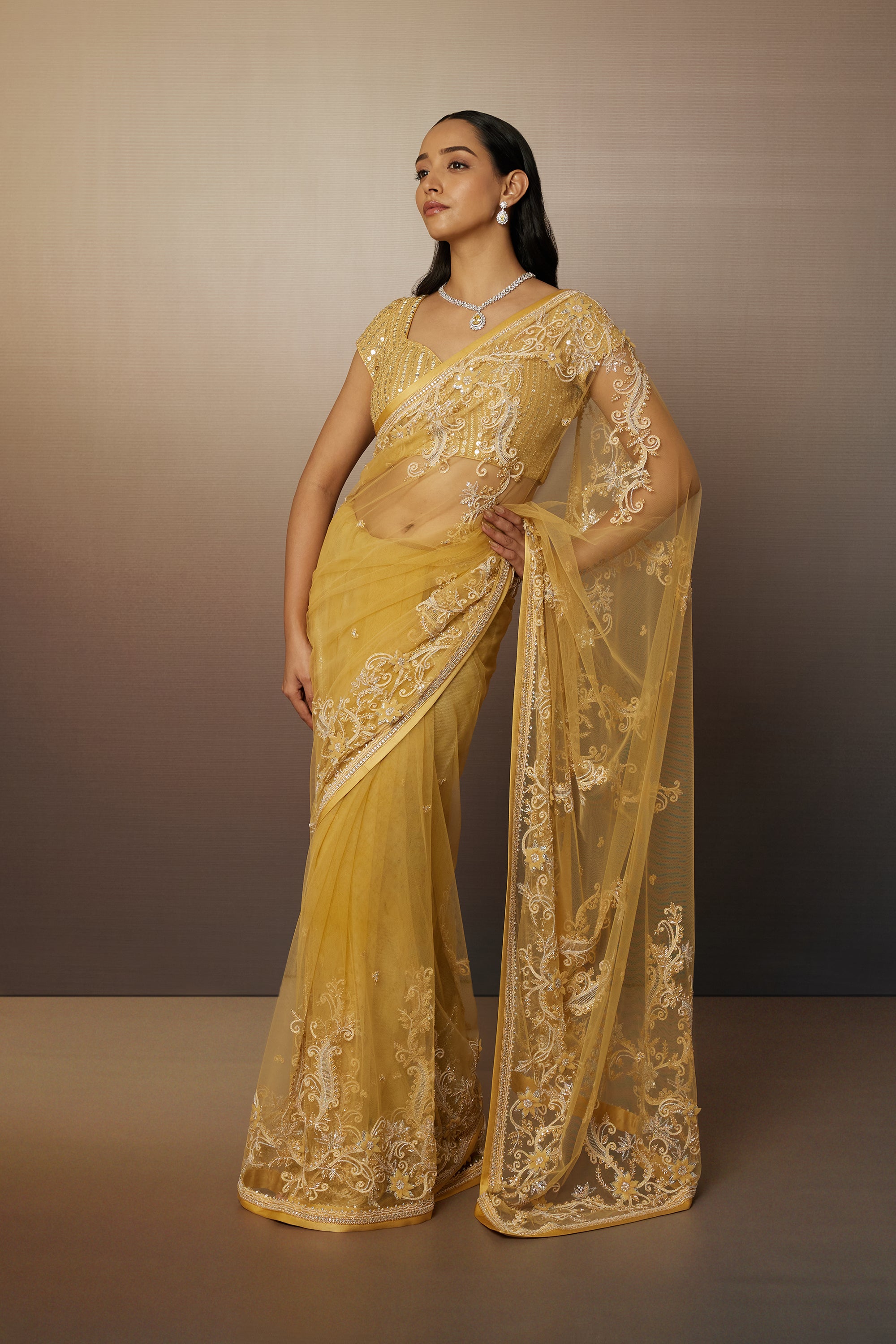 3 D Hand Embroidery Saree
