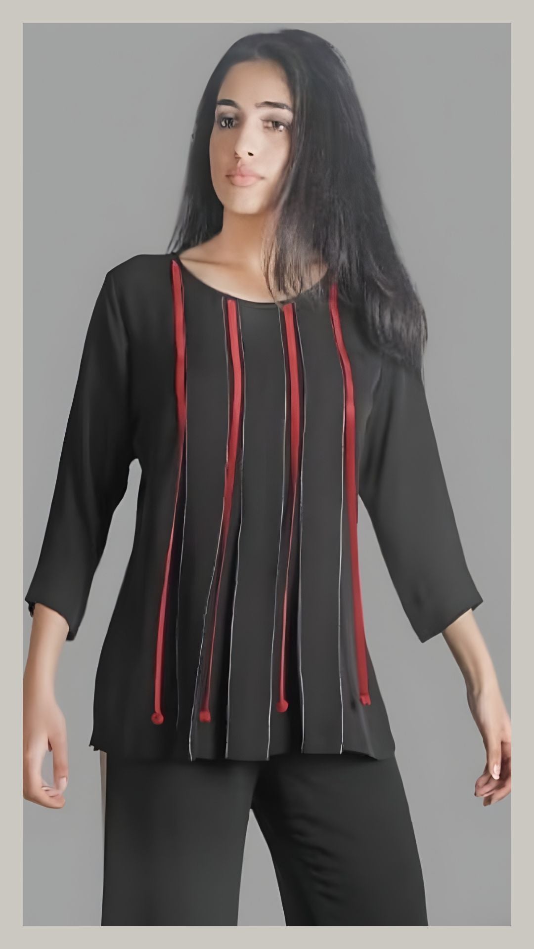 Black Red Box Pleat Top