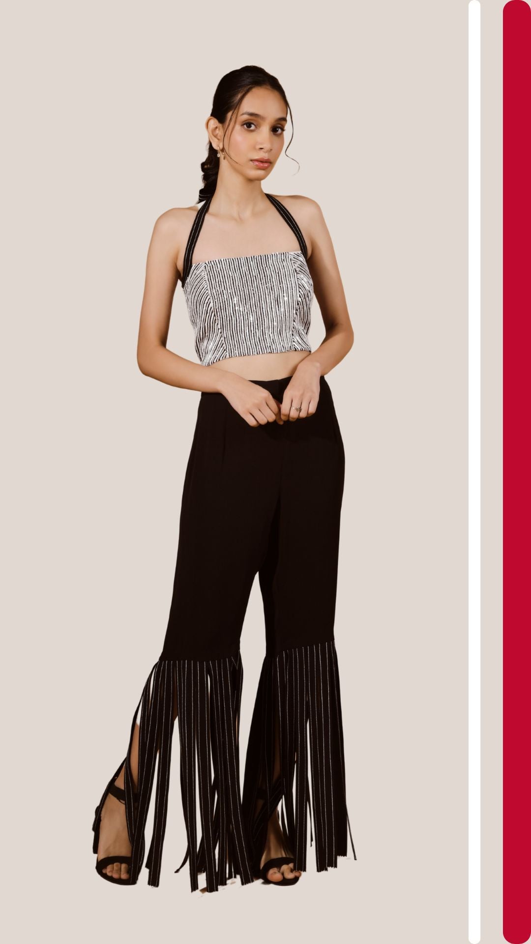 Strip Pants With Sequence Bustier