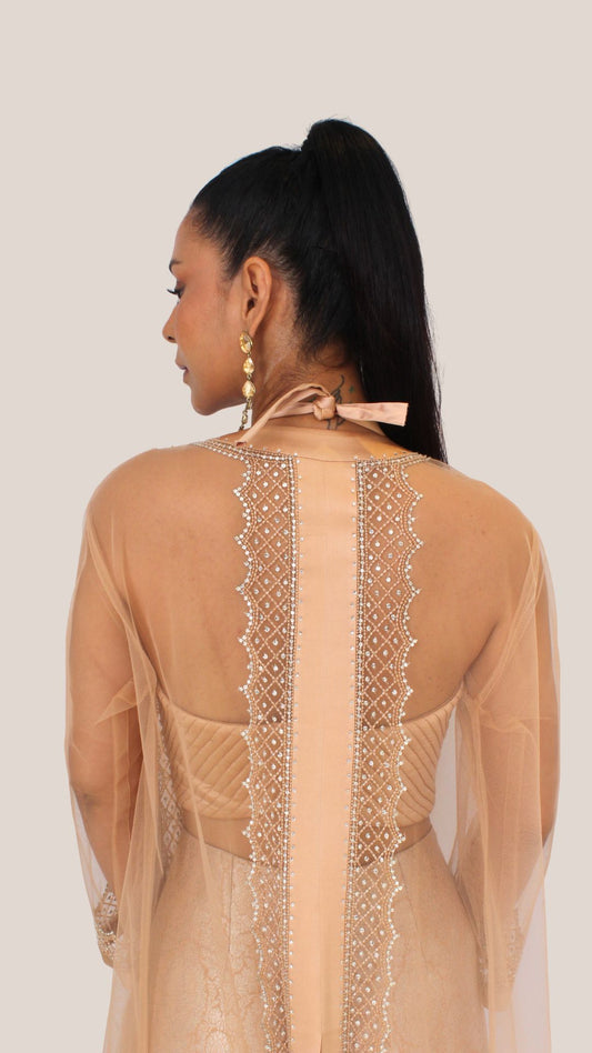 Long Net Cape and Trouser Set