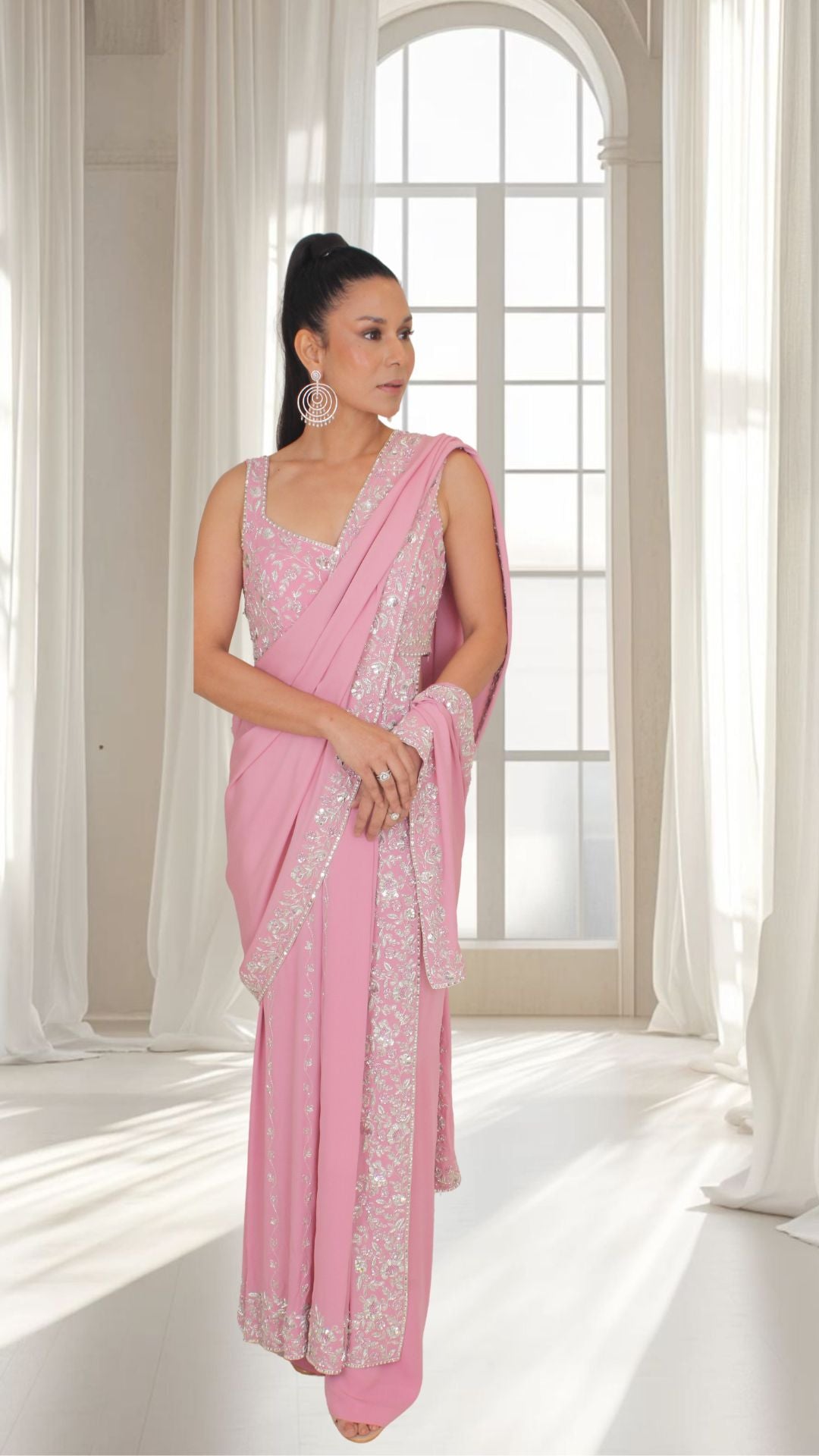 Half Sari With Trouser